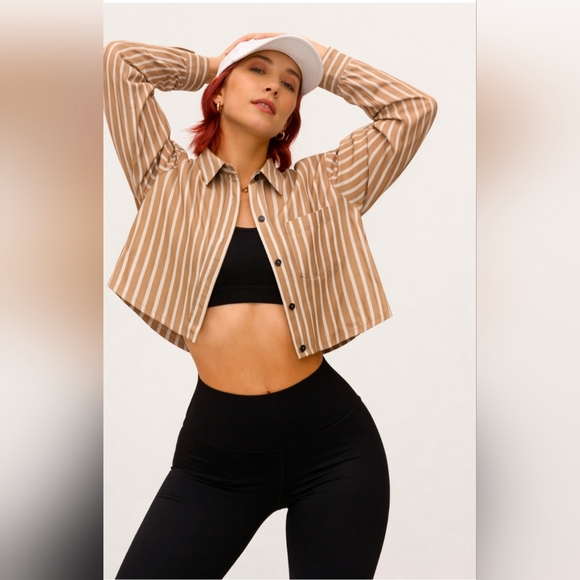 Everlane Other - Everlane The PJ Top  Tan/White Stripe XS + M Loungewear NWT